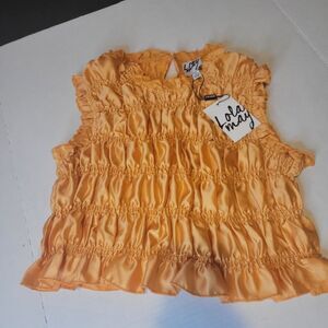 Asos Lola May Shrired Satin Crop Top in Peach Size 12